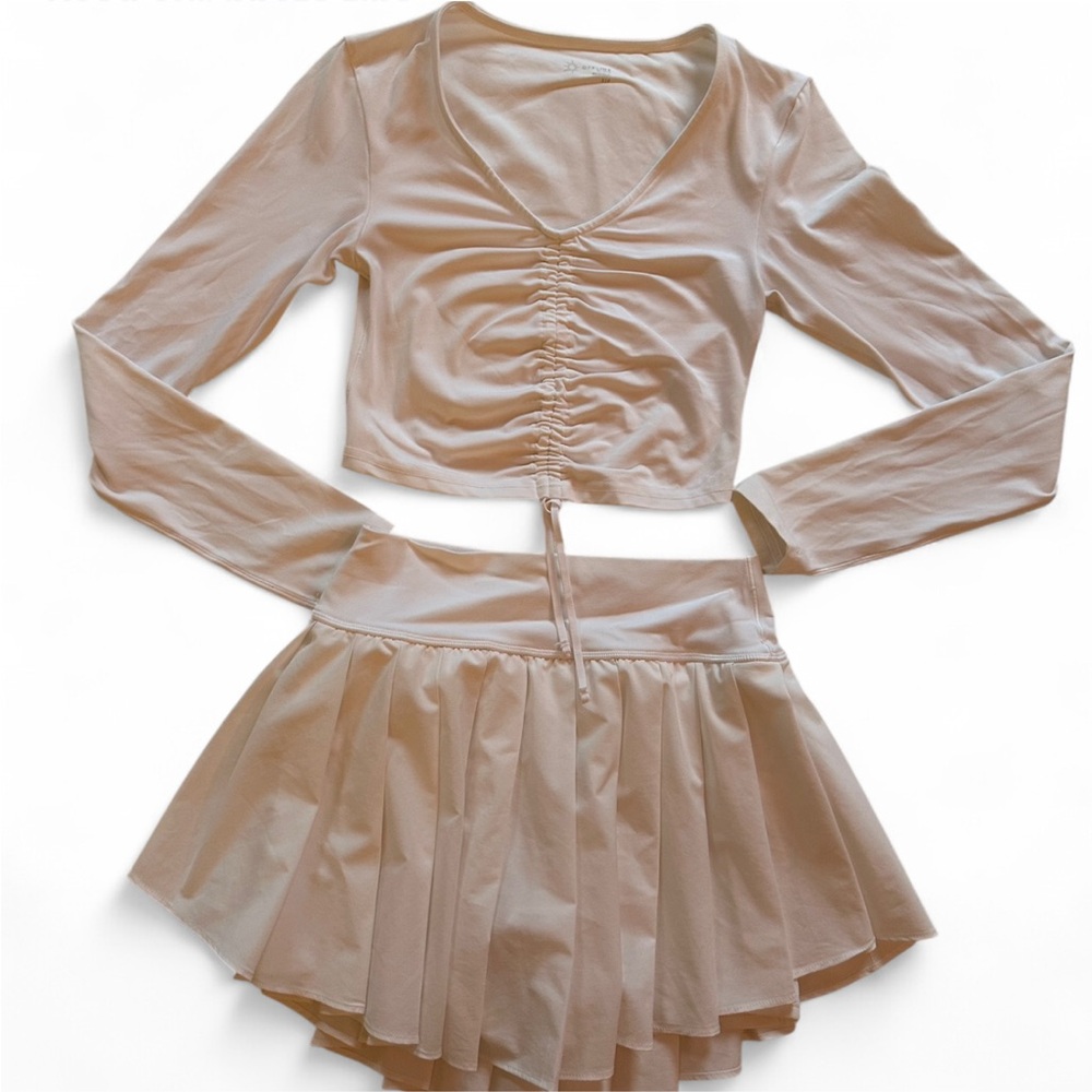 Aerie Drawstring Crop Top and Pleated Skort Set